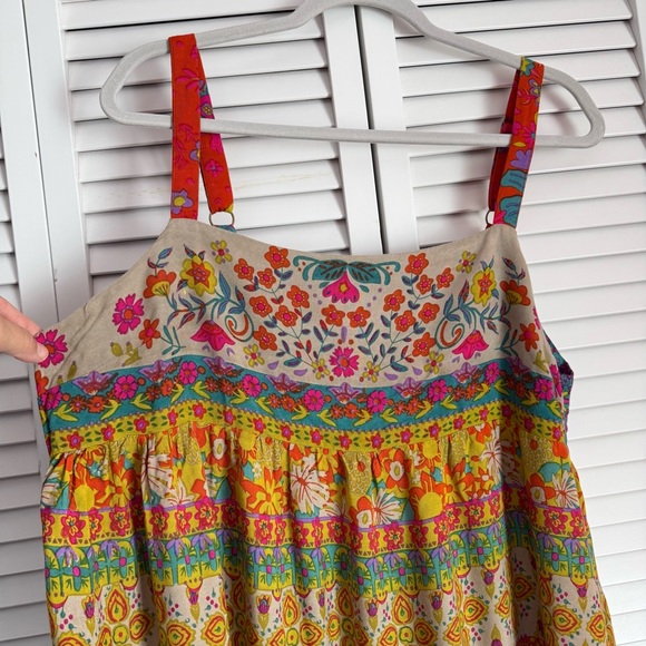 Natural Life Patricia Maxi Dress in Red Mustard Border Boho Festival Size XL - Picture 5 of 16